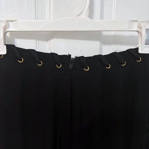 Moschino Cheap and Chic Side Slit Lace Up Pants Black Gold Vintage USA 4 6 8 S - Picture 12 of 16